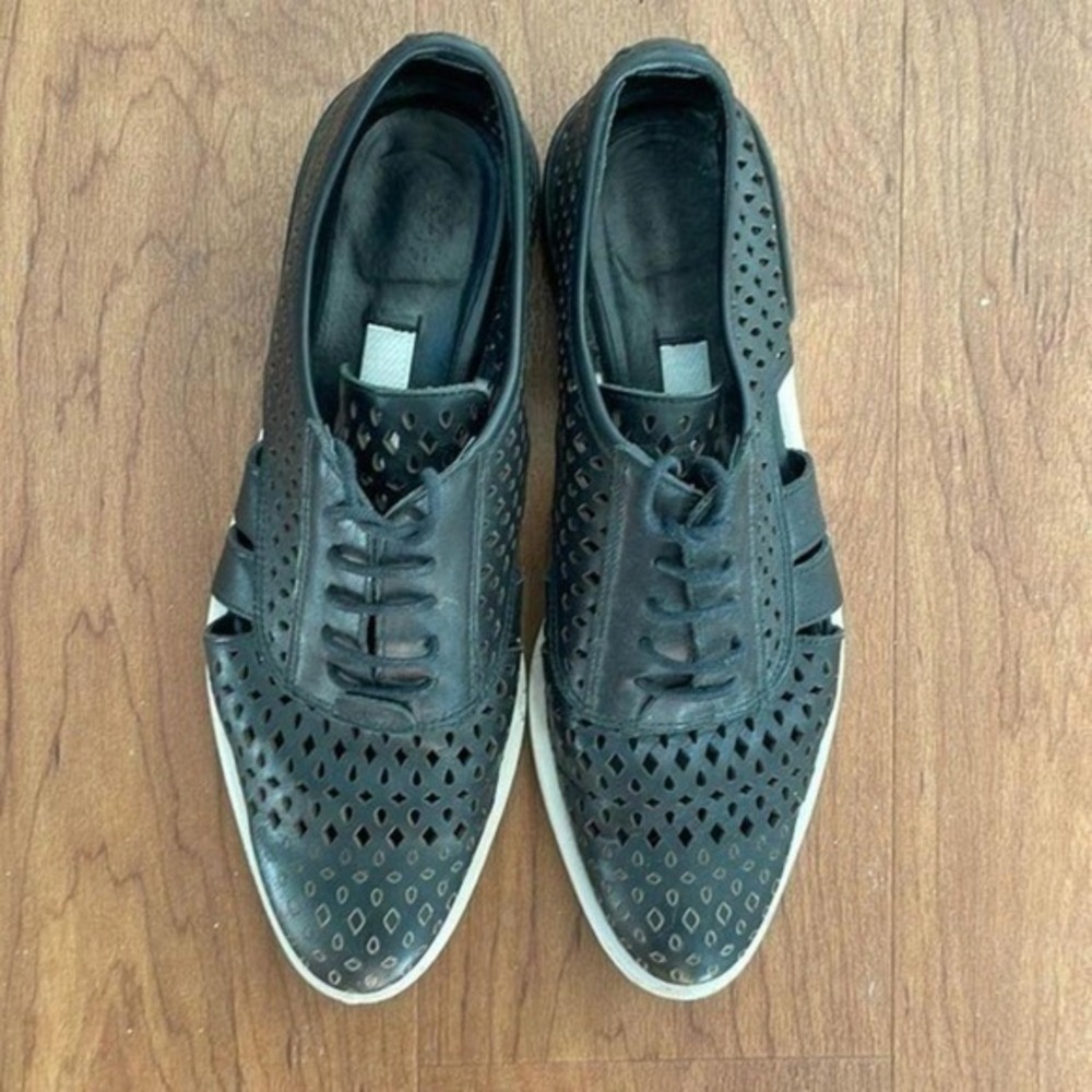 Miista Perforated Leather Oxfords Lace Up Shoes White Sole Black Casual